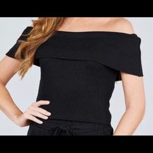 Sweater off the shoulder crop top